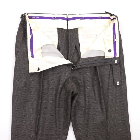 Ralph Lauren Purple Label Suit 42L Brown/Tan Birdseye Double Breasted Wool - Picture 16 of 16